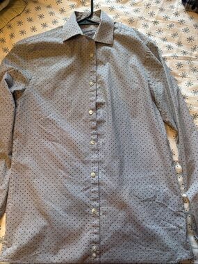 Geoffrey Beene Men's Grey/Blue Micro-Pattern Dress Shirt